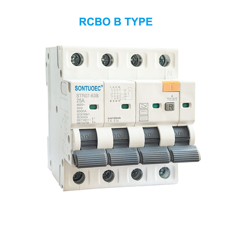 STRO7-63B RCBO B Type 2P 4P Disjonction de circuit de courant résiduel
