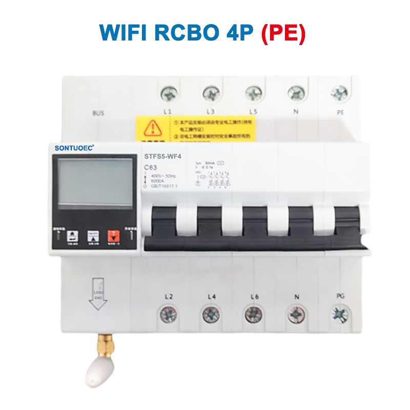 WiFi STFS5-63 Série Multi fonctionnelle IoT Intelligent RCBO Intelligent Breaker